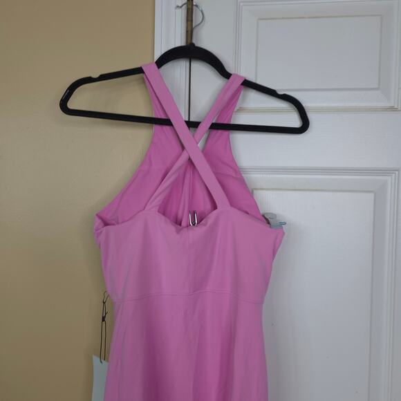 Girlfriend Collective Mariposa Pink Becca X Neck Dress Size L - Picture 5 of 8